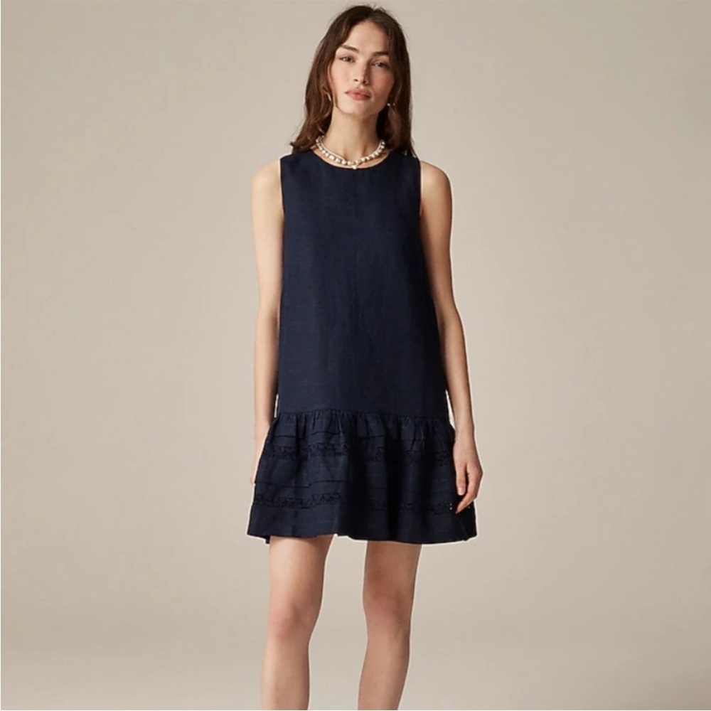J Crew Dress M Maxine Linen Blue
